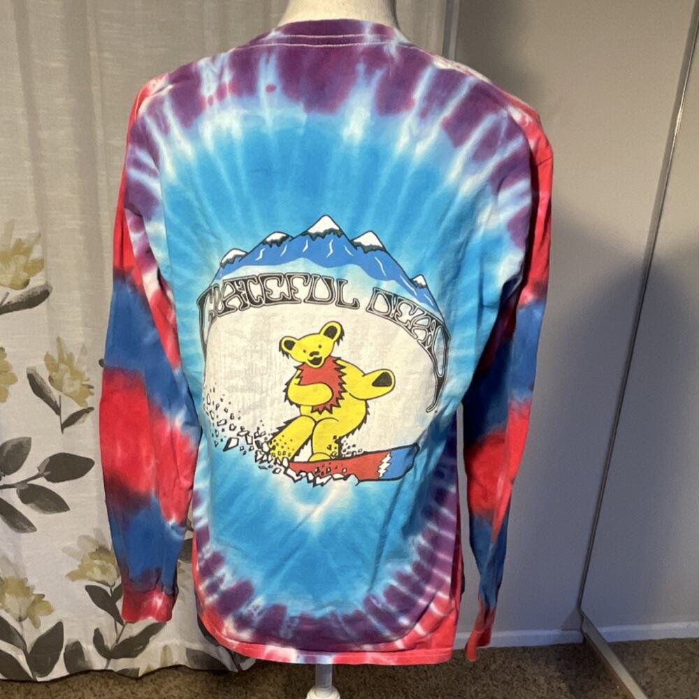 Grateful Dead Tie Dye Dancing Bears Snowboarding Long Sleeve Shirt Size M - Picture 6 of 7